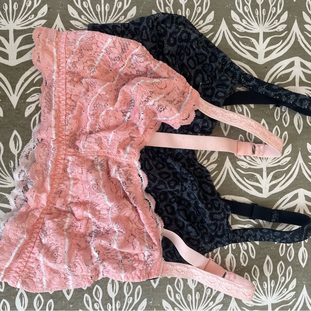 Cosabella Pink & Black Lace Bralette Duo